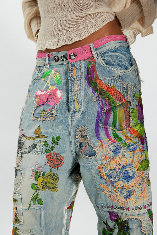 Pearl Peonies Cropped Jeans